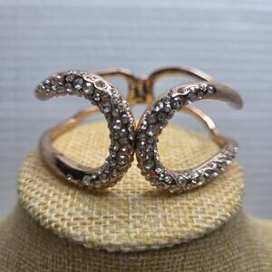 Alex Bittar Miss Havisham Hinged Crystal Cuff Bracelet 10K Rose Gold Plated